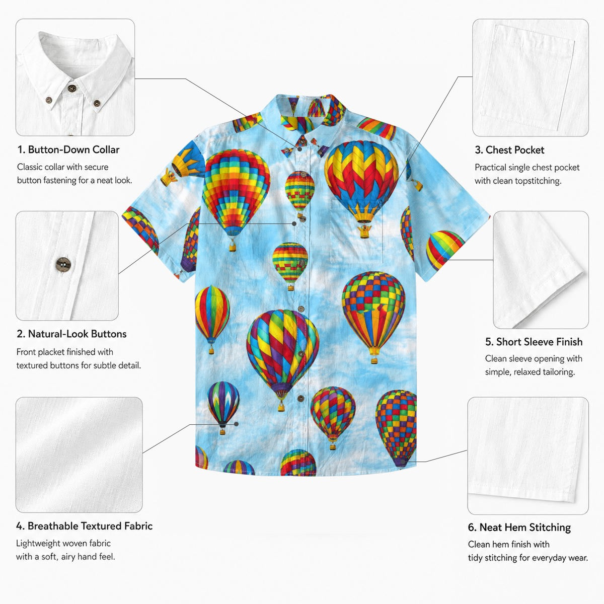 Hot Air Balloon Button Up