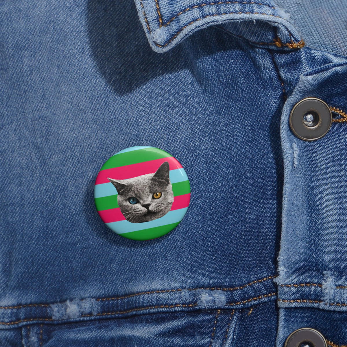 Shark Cat Striped Pin