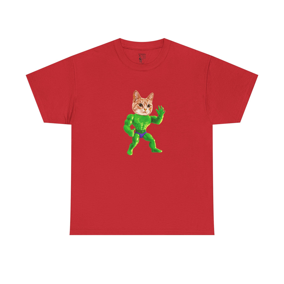 Jacked Green Cat Figure Heavy Cotton Tee