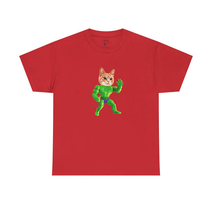 Jacked Green Cat Figure Heavy Cotton Tee