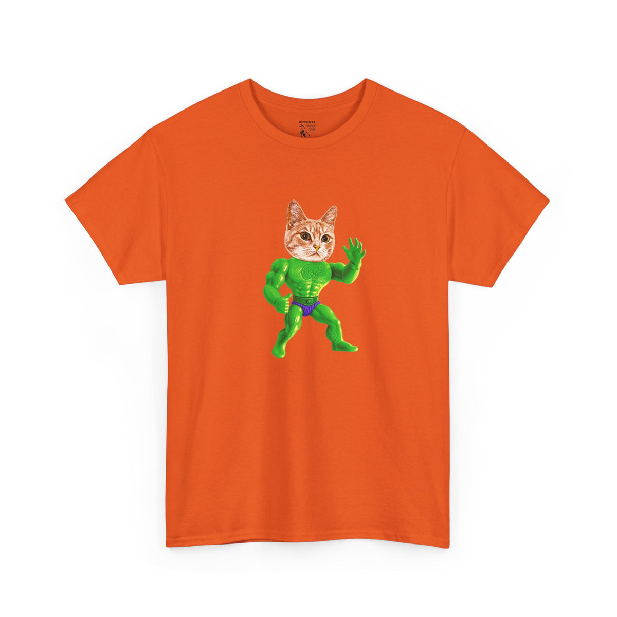 Jacked Green Cat Figure Heavy Cotton Tee
