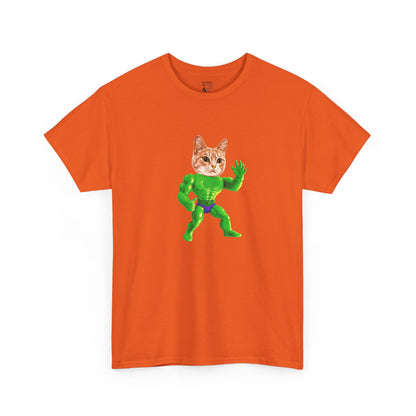 Jacked Green Cat Figure Heavy Cotton Tee