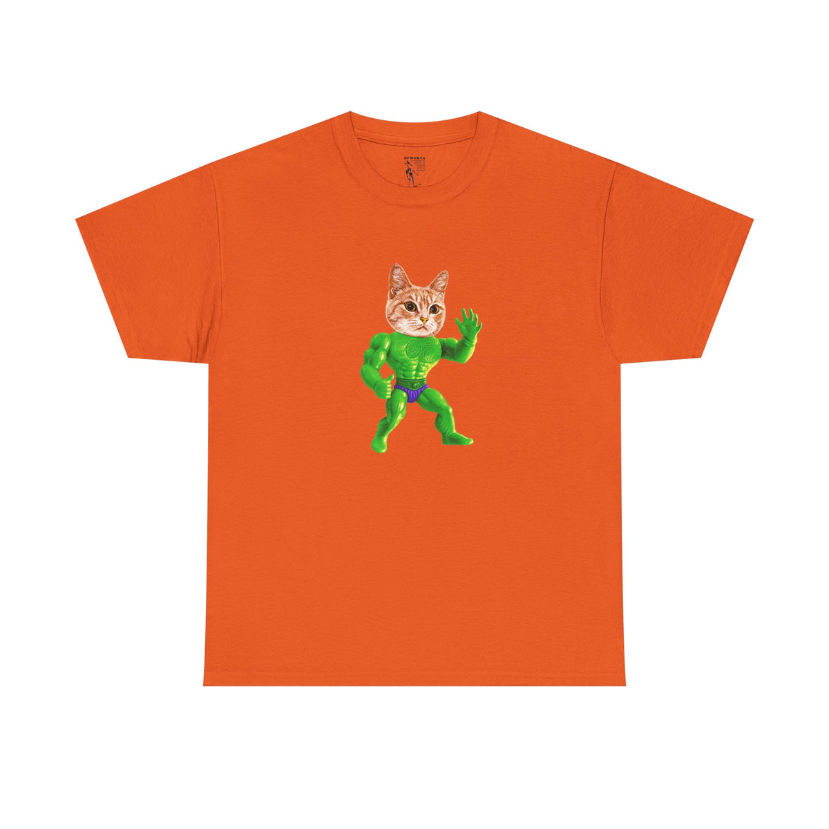 Jacked Green Cat Figure Heavy Cotton Tee