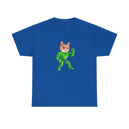 Jacked Green Cat Figure Heavy Cotton Tee