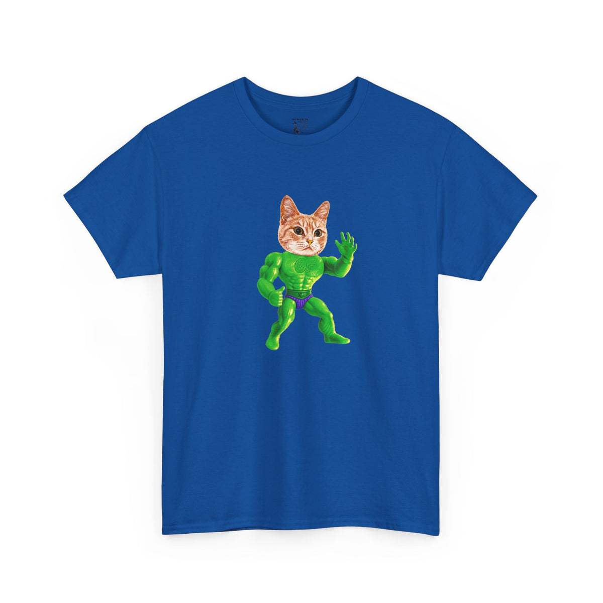 Jacked Green Cat Figure Heavy Cotton Tee