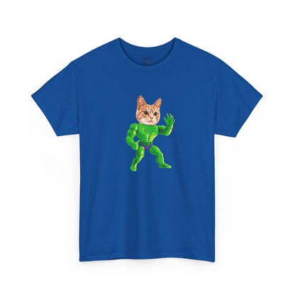 Jacked Green Cat Figure Heavy Cotton Tee