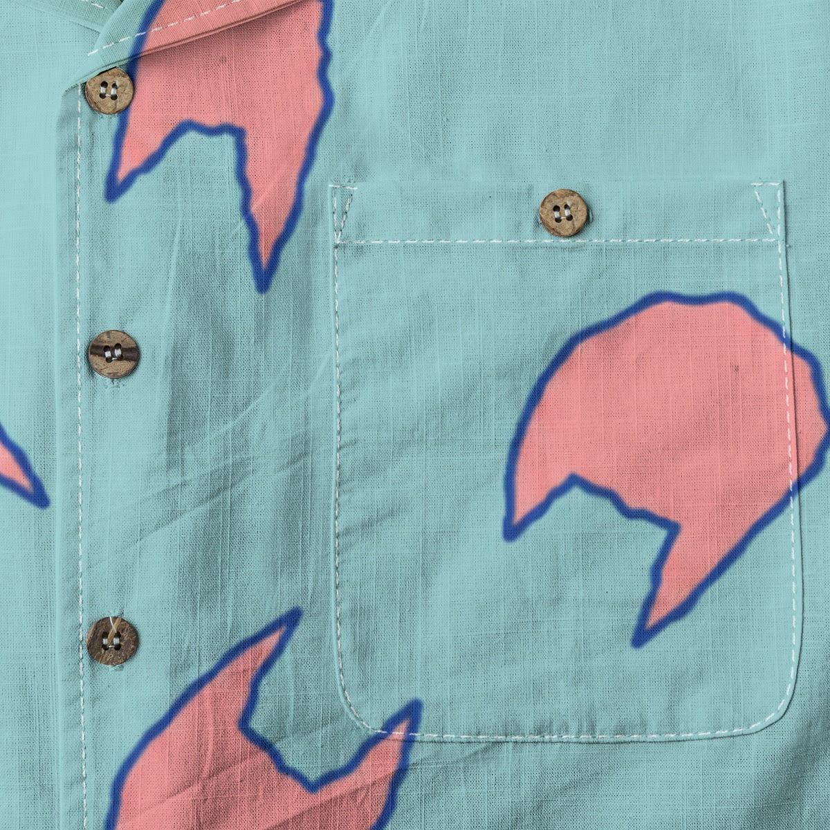 Kill Cat Button Up (Blue/Pink)