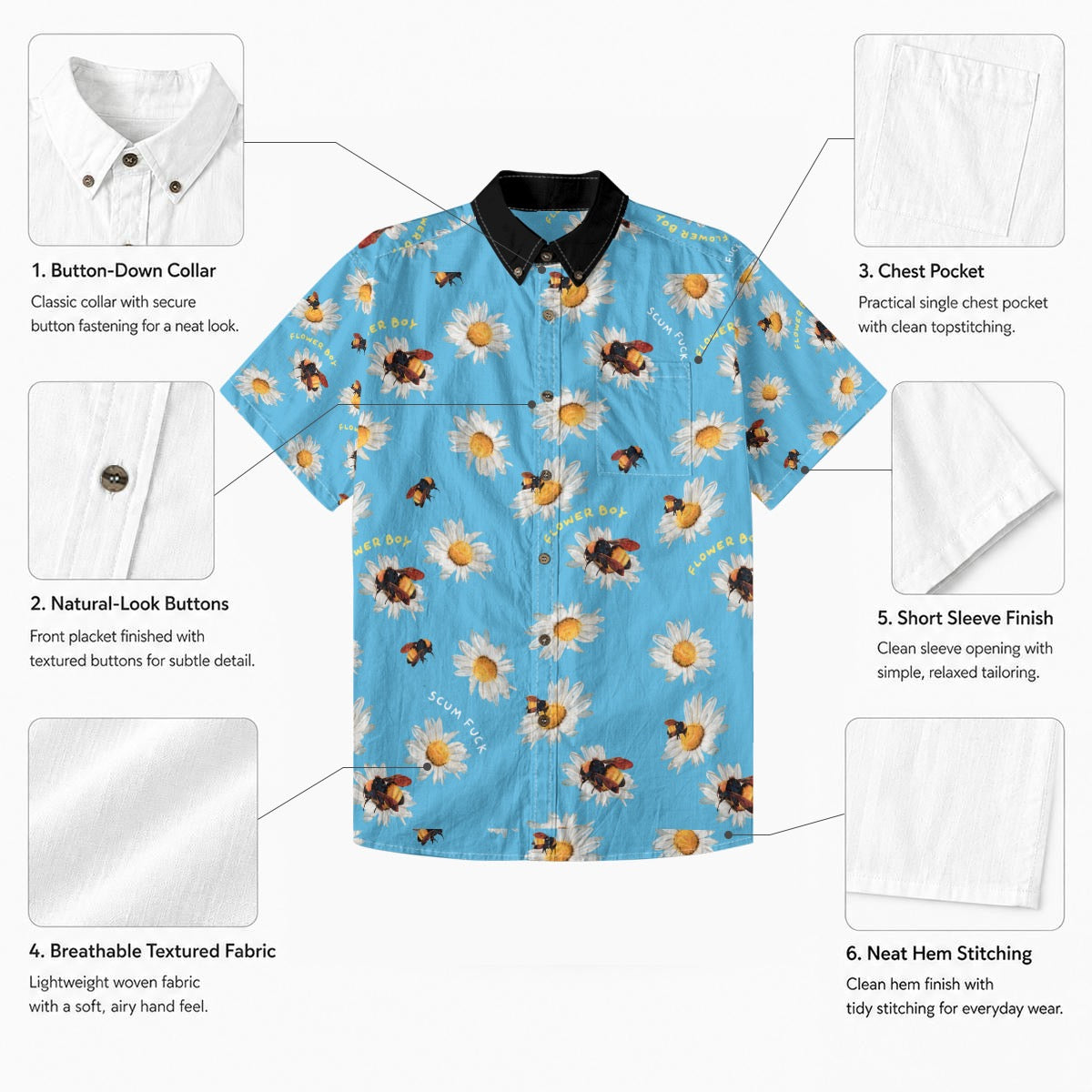 Bees Button Up
