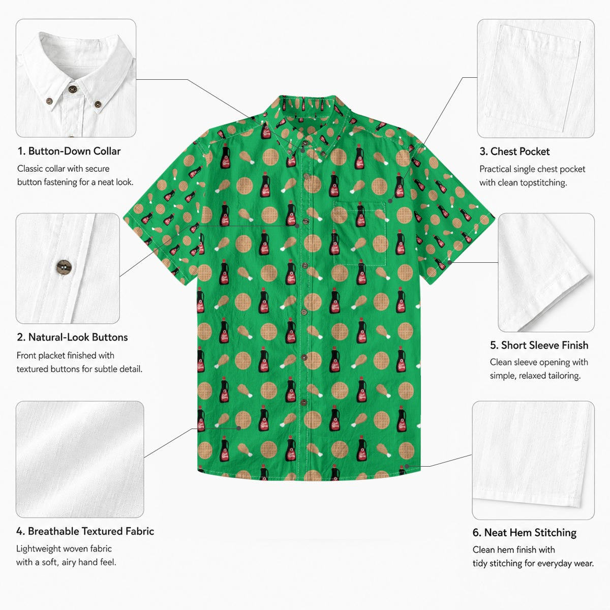 Chicken And Waffles Button Up
