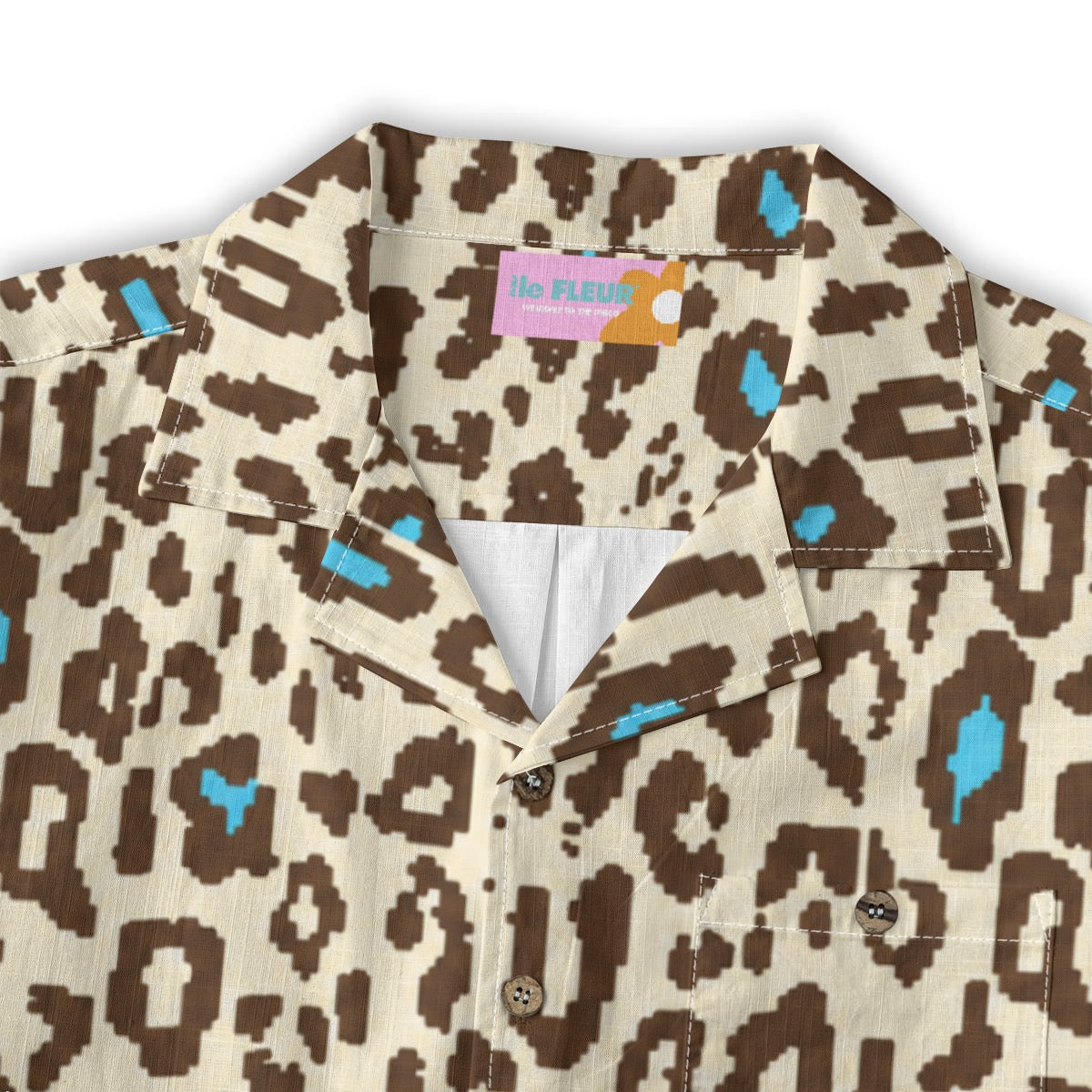 Leopard Button Up (Blue)