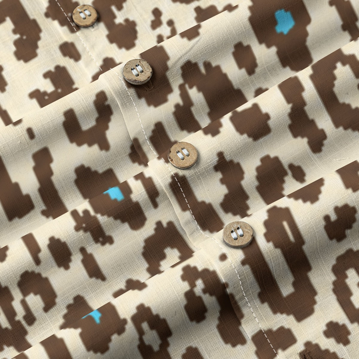 Leopard Button Up (Blue)