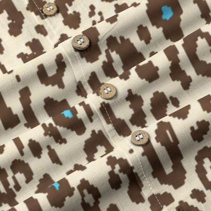 Leopard Button Up (Blue)