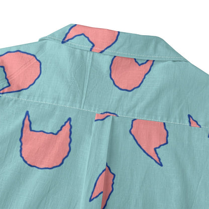 Kill Cat Button Up (Blue/Pink)