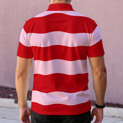 Darryl Striped Polo (Red/Pink)