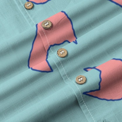 Kill Cat Button Up (Blue/Pink)