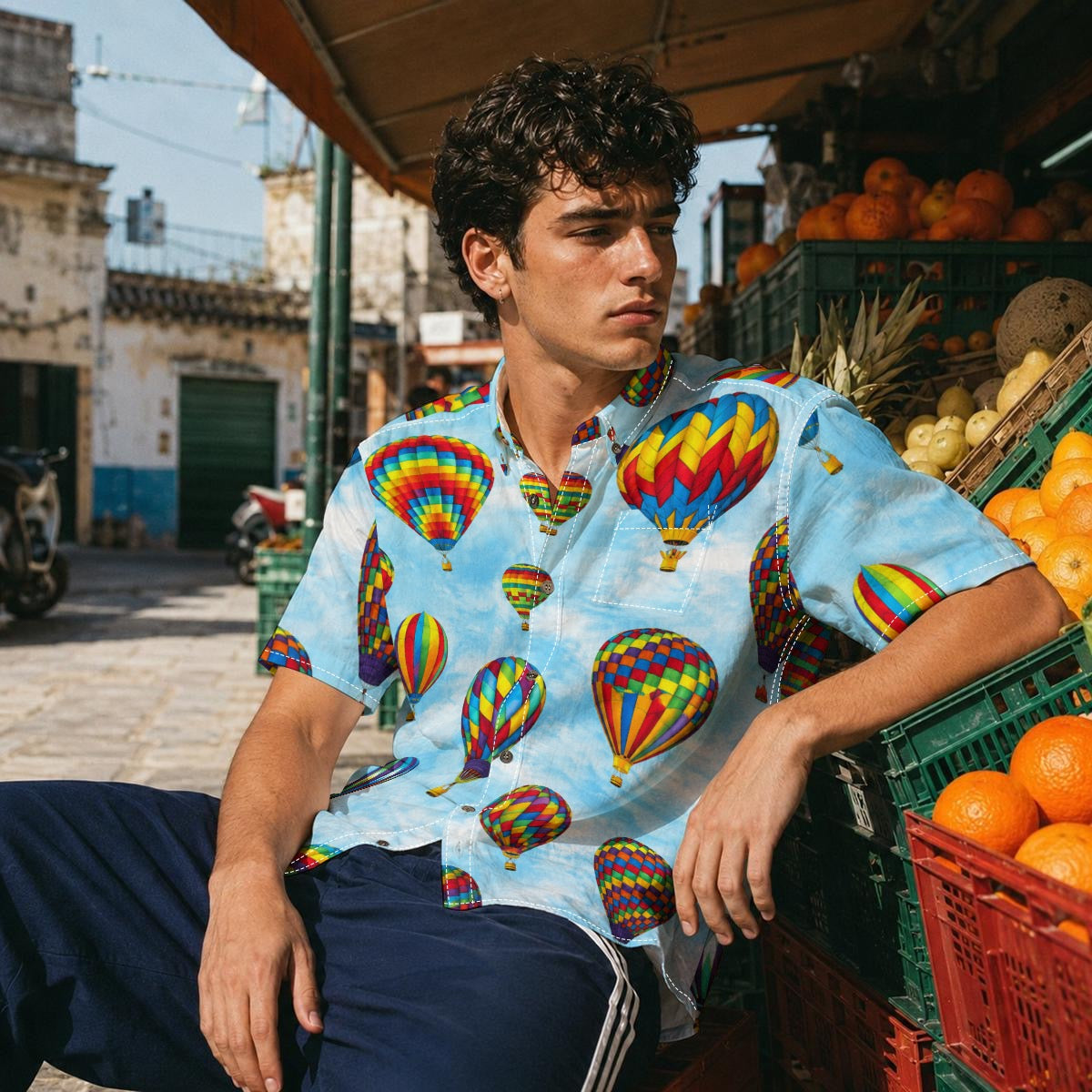 Hot Air Balloon Button Up