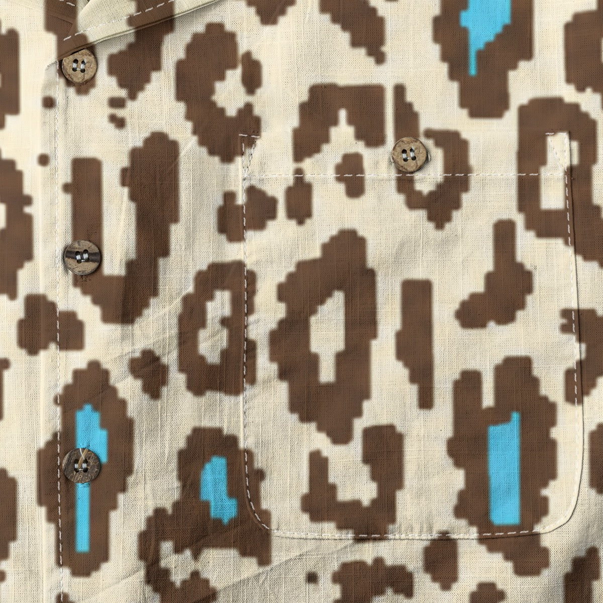 Leopard Button Up (Blue)