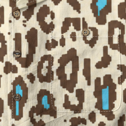 Leopard Button Up (Blue)