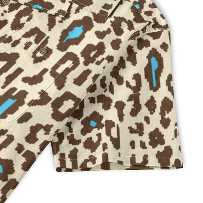 Leopard Button Up (Blue)