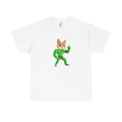 Jacked Green Cat Figure Heavy Cotton Tee