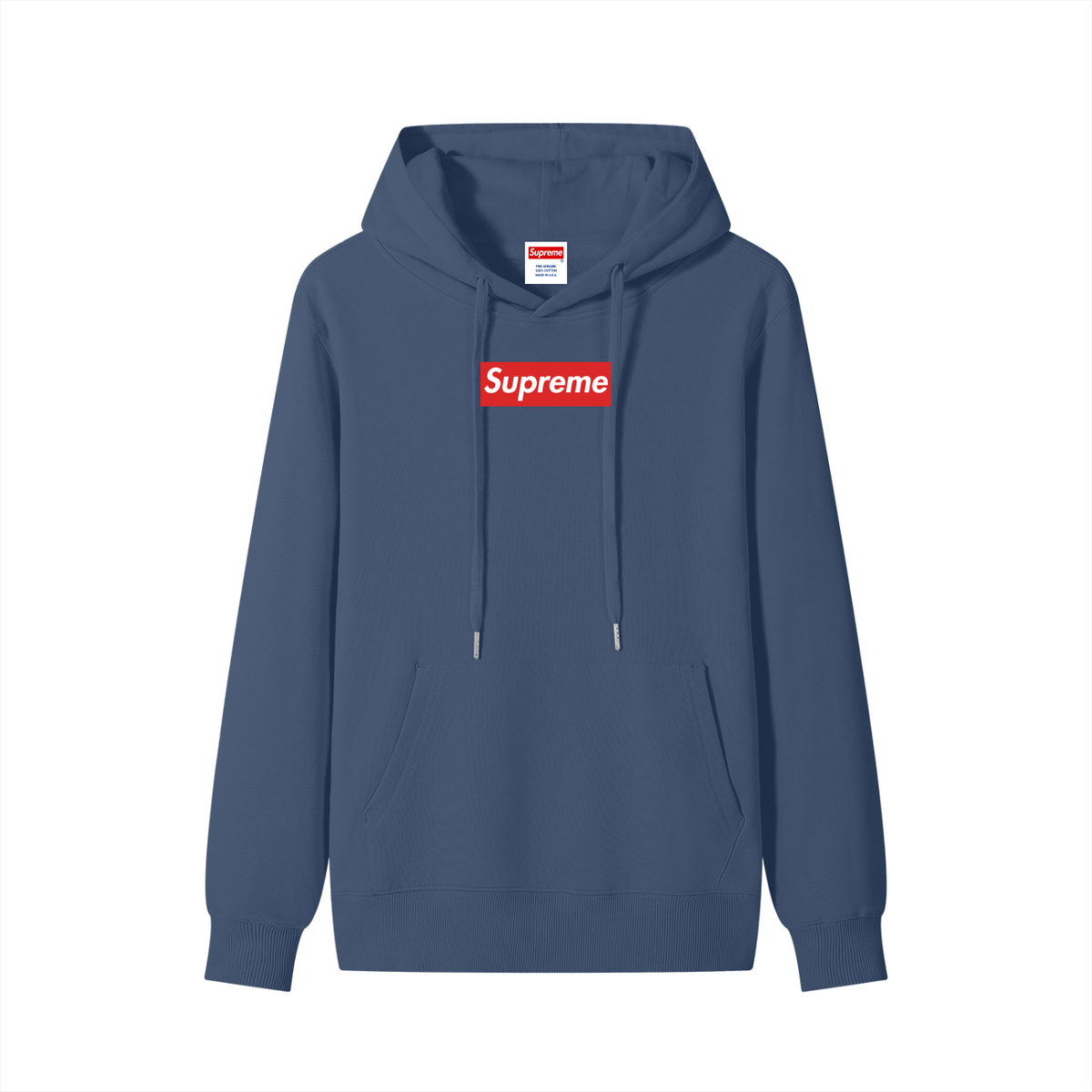 Classic Unisex Box Logo Cotton Hoodie (WOVEN TAG)