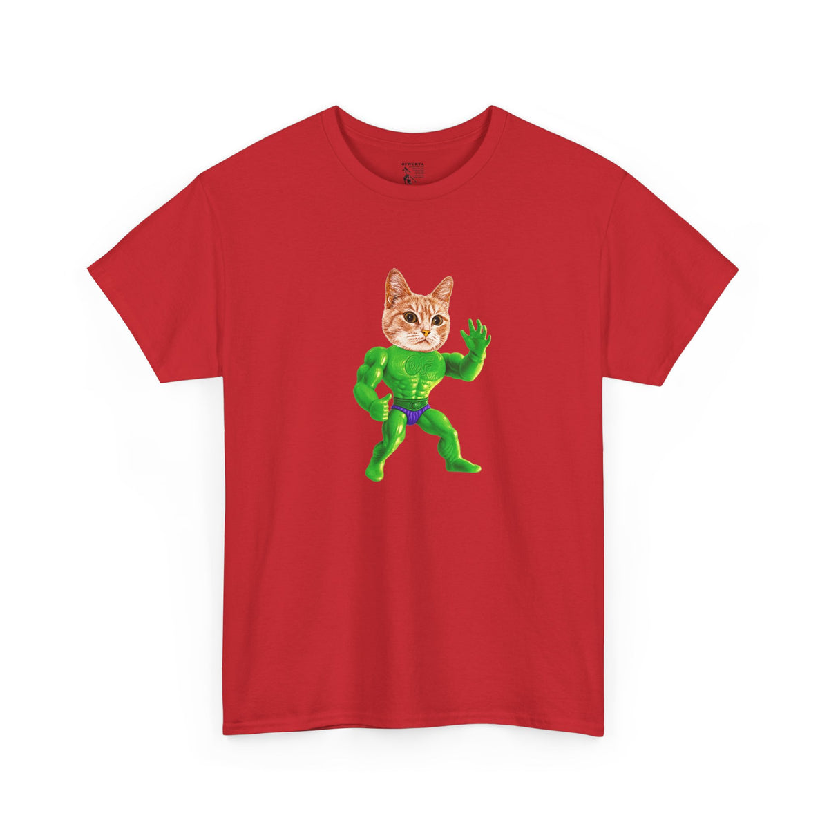 Jacked Green Cat Figure Heavy Cotton Tee