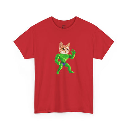 Jacked Green Cat Figure Heavy Cotton Tee
