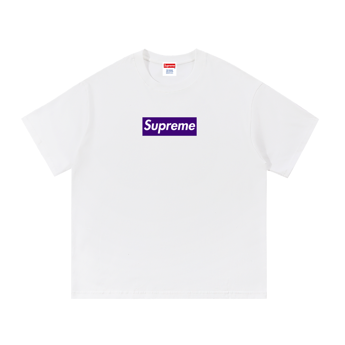 Purple Box Logo Cotton Tee (WOVEN TAG)