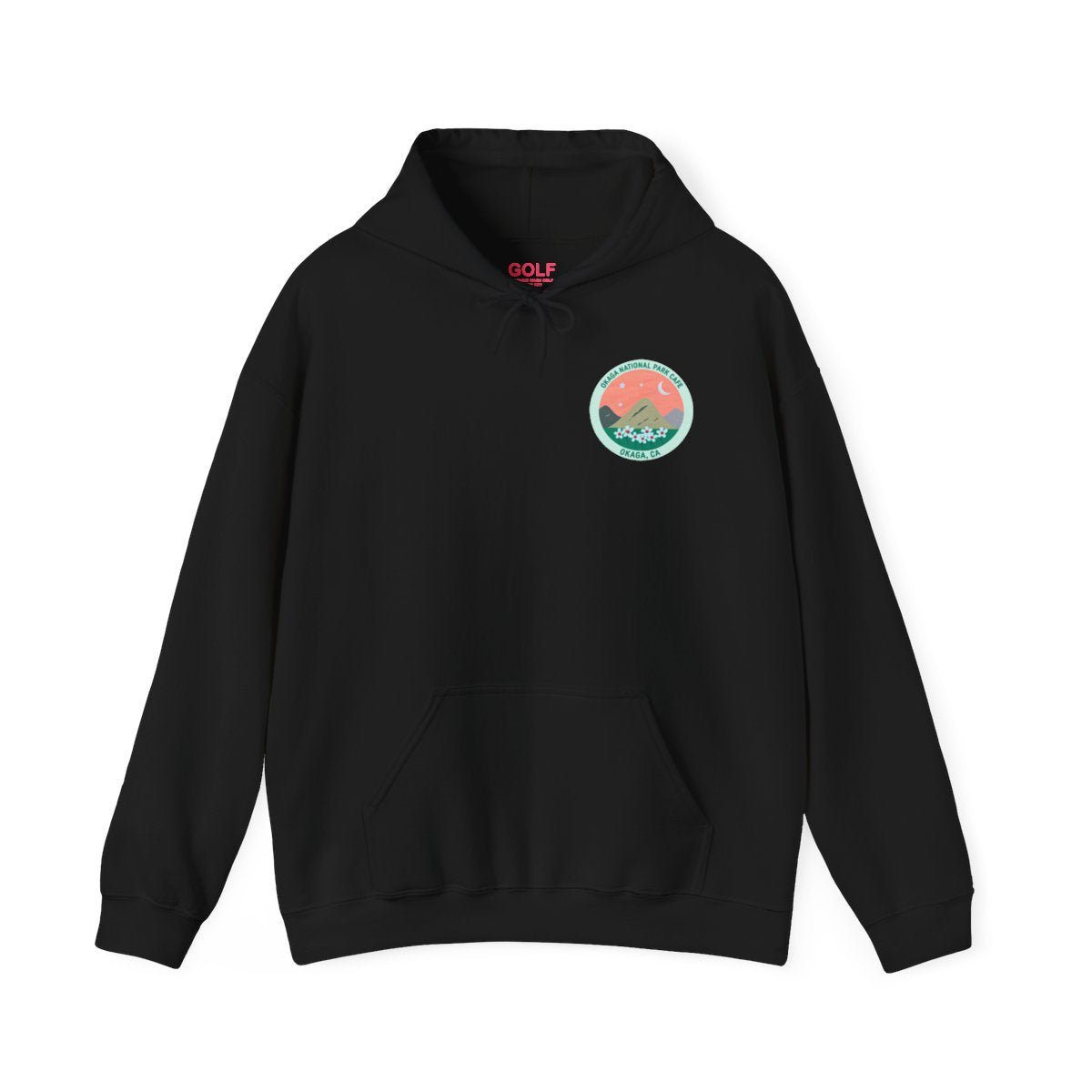 Okaga, CA Cafe Hoodie mockup 1