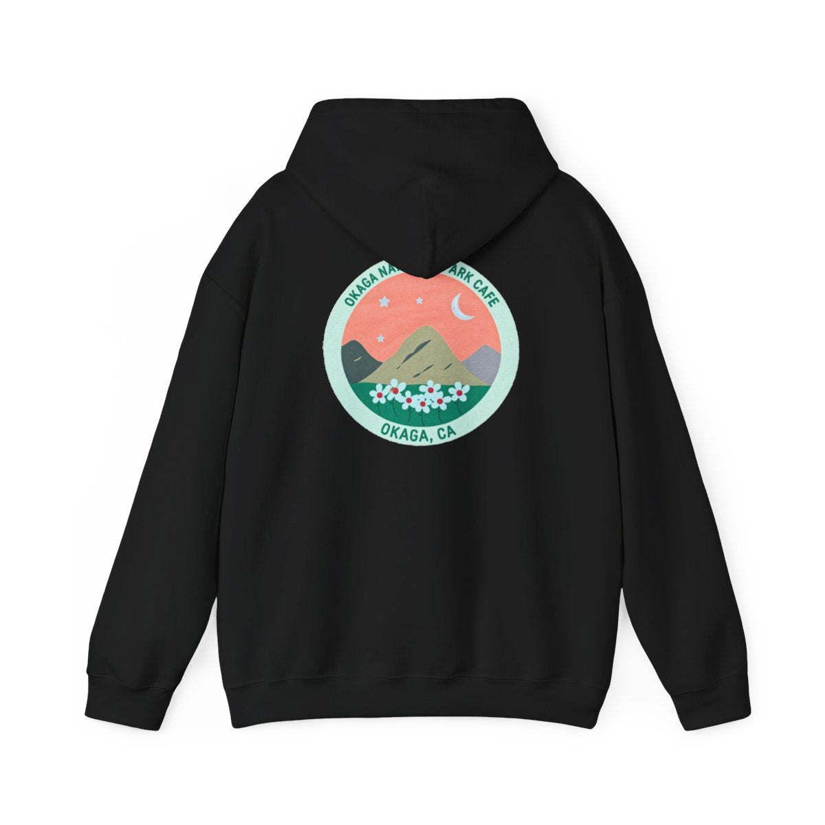 Okaga, CA Cafe Hoodie mockup 2